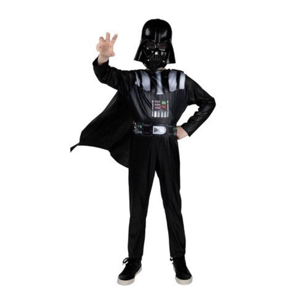 Star Wars Darth Vader Kids Costume Jumpsuit Mask Cape Belt Small 4-6 Black